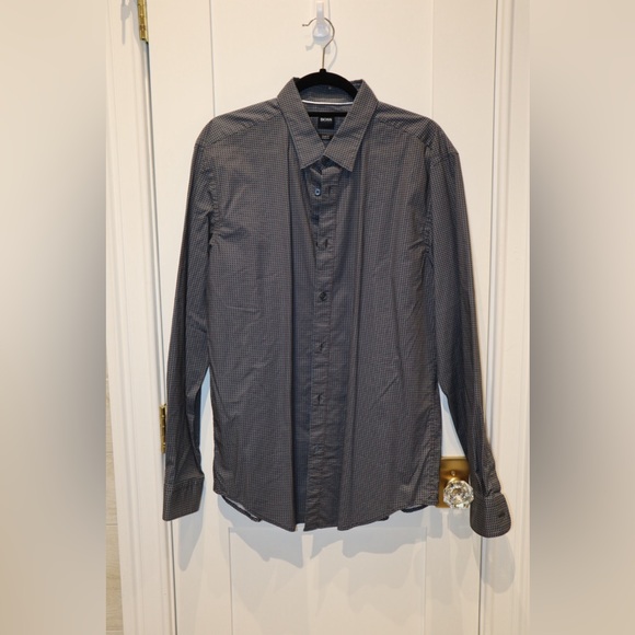 NWOT Hugo Boss Men’s Ronni Slim Fit Stretch Print Long Sleeve Shirt - Picture 3 of 6